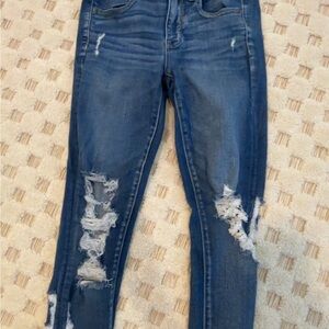American Eagle Outfitters Blue Skinny Jeans Distressed Style